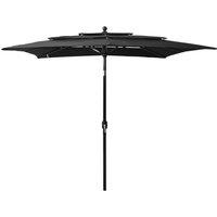 Berkfield Home 3-Tier Parasol with Aluminium Pole Black 2.5x2.5 m