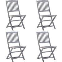 Berkfield Home Folding Outdoor Chairs 4 pcs Solid Acacia Wood in Grey