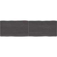 Berkfield Home Table Top Dark Grey 140x40x(2-6) cm Treated Solid Wood Live Edge in Brown