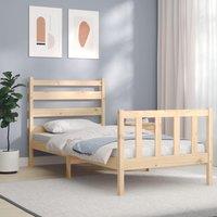 Berkfield Home Bed Frame with Headboard 90x200 cm Solid Wood in Brown