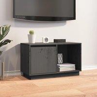 Berkfield Home TV Cabinet Grey 74x35x44 cm Solid Wood Pine | Size: 74 x 35 x 44 cm