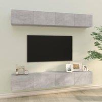 Berkfield Home Wall TV Cabinets 4 pcs Concrete Grey 100x30x30 cm | Size: 100 x 30 x 30 cm