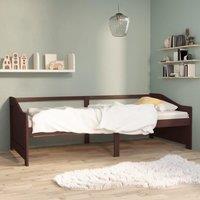 Berkfield Home 3-Seater Day Bed Dark Brown Solid Pinewood 90x200 cm