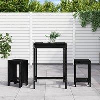 Berkfield Home 3 Piece Garden Bar Set Black Solid Wood Pine