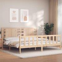 Berkfield Home Bed Frame with Headboard 200x200 cm Solid Wood in Brown