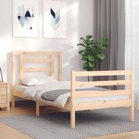 Berkfield Home Bed Frame with Headboard 90x200 cm Solid Wood in Brown