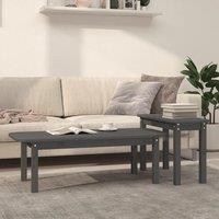 Berkfield Home 2 Piece Coffee Table Set Grey Solid Wood Pine