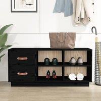 Berkfield Home Shoe Bench Black 100x34x45 cm Solid Wood Pine | Size: 100 x 34 x 45 cm
