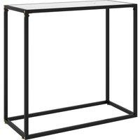 Berkfield Home Console Table White 80x35x75 cm Tempered Glass | Size: 80 x 35 x 75 cm