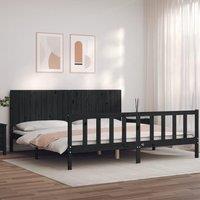 Berkfield Home Bed Frame with Headboard Black 200x200 cm Solid Wood