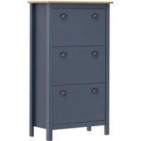 Berkfield Home Shoe Cabinet Hill Grey 72x35x124 cm Solid Pine Wood | Size: 72 x 35 x 124 cm