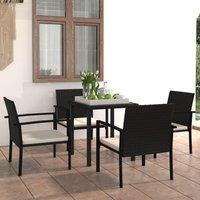 Berkfield Home 5 Piece Outdoor Dining Set Poly Rattan Black
