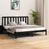 Berkfield Home Bed Frame Black Solid Wood Pine 200x200 cm