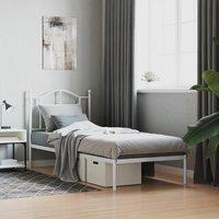 Berkfield Home Metal Bed Frame with Headboard White 90x190 cm Single