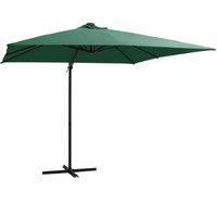 Berkfield Home Cantilever Umbrella with LED lights & Steel Pole 250x250 cm Green