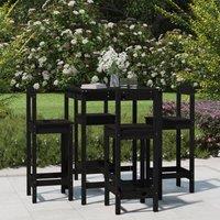Berkfield Home 5 Piece Garden Bar Set Black Solid Wood Pine