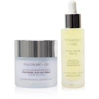 London Botanical Laboratories Hyaluronic Acid Day Anti-Aging Cream + Vitamin C Anti-Wrinkle Serum in Clear