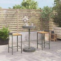 Berkfield Home 3 Piece Garden Bar Set Grey Poly Rattan&Solid Wood Acacia