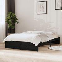 Berkfield Home Bed Frame Black Solid Wood 120x190 cm Small Double