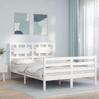 Berkfield Home Bed Frame with Headboard White Small Double Solid Wood