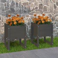 Berkfield Home Planters 2 pcs Grey 40x40x52.5 cm Solid Wood Pine