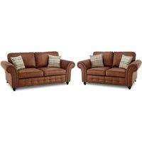LUXURY LIFE Oakley Suede Fabric Sofa Set in Tan
