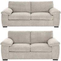 LUXURY LIFE Amalfi Collingdale Jumbo Cord Fabric Sofa Set in Cream