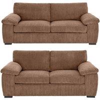 LUXURY LIFE Amalfi Collingdale Jumbo Cord Fabric Sofa Set in Light Brown