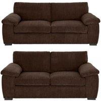 LUXURY LIFE Amalfi Collingdale Jumbo Cord Fabric Sofa Set in Chocolate