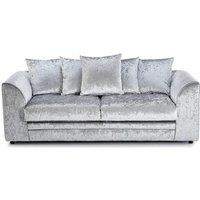 LUXURY LIFE Dylan Crushed Velvet Fabric 3 Seater Sofa in Silver