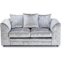 LUXURY LIFE Dylan Crushed Velvet Fabric 2 Seater Sofa in Silver