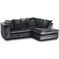 LUXURY LIFE Dylan Crushed Velvet Fabric Right Hand Facing Corner Sofa in Black