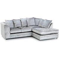 LUXURY LIFE Dylan Crushed Velvet Fabric Right Hand Facing Corner Sofa in Silver