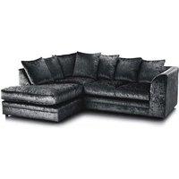 LUXURY LIFE Dylan Crushed Velvet Fabric Left Hand Facing Corner Sofa in Black