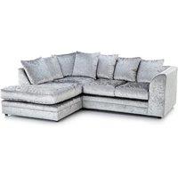LUXURY LIFE Dylan Crushed Velvet Fabric Left Hand Facing Corner Sofa in Silver