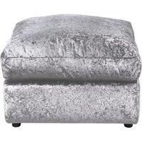 LUXURY LIFE Dylan Crushed Velvet Fabric Footstool in Silver