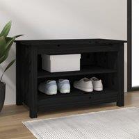 Berkfield Home Shoe Bench Black 70x38x45.5 cm Solid Wood Pine