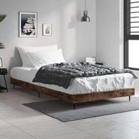Berkfield Home Bed Frame Smoked Oak 100x200 cm Engineered Wood in Brown