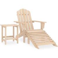 Berkfield Home Garden Adirondack Chair with Ottoman & Table Solid Fir Wood in Beige