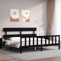Berkfield Home Bed Frame with Headboard Black 200x200 cm Solid Wood