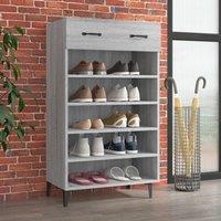 Berkfield Home Shoe Cabinet Grey Sonoma 60x35x105 cm Engineered Wood | Size: 60 x 35 x 105 cm