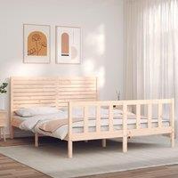 Berkfield Home Bed Frame with Headboard King Size Solid Wood in Brown