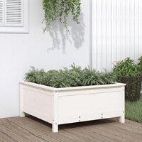 Berkfield Home Garden Planter White 82.5x82.5x39 cm Solid Wood Pine