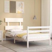 Berkfield Home Bed Frame with Headboard White Single Solid Wood