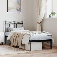 Berkfield Home Metal Bed Frame with Headboard Black 75x190 cm Small Single