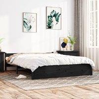 Berkfield Home Bed Frame Black Solid Wood 140x190 cm