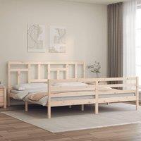 Berkfield Home Bed Frame with Headboard 200x200 cm Solid Wood in Brown