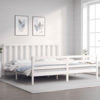 Berkfield Home Bed Frame with Headboard White 200x200 cm Solid Wood