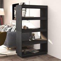Berkfield Home Book Cabinet/Room Divider Grey 80x35x135 cm Solid Pinewood | Size: 80 x 35 x 135 cm