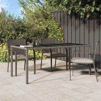 Berkfield Home Garden Table Grey 190x90x75 cm Tempered Glass & Poly Rattan | Size: 190 x 90 x 75 cm